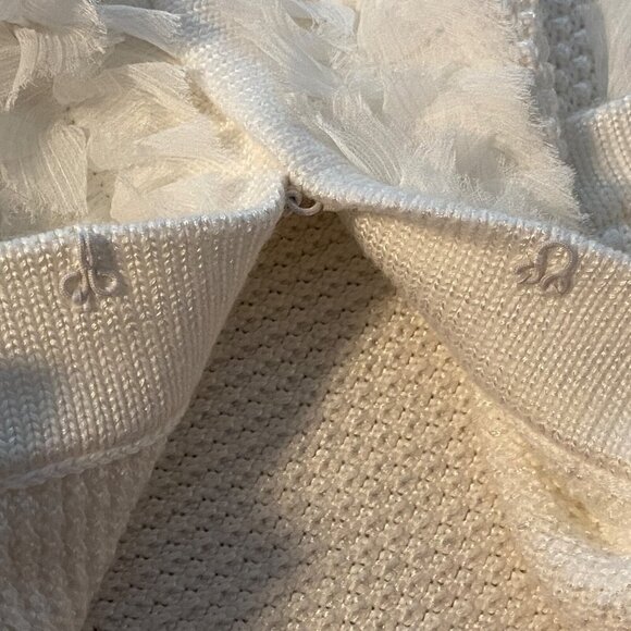 White House Black Market Knit Jacket Blazer Womens Size L Ruffles 3/4 Sleeve - Picture 5 of 8